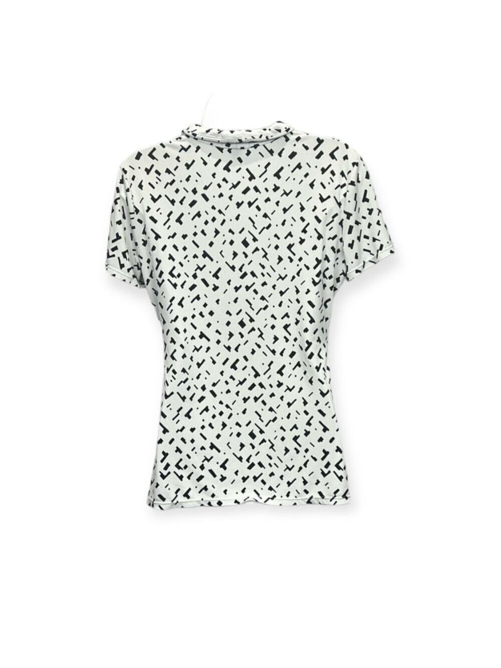 Alfani V-Neck Black & White Short Sleeve Ruched Blouse Top Size M - Picture 2 of 7